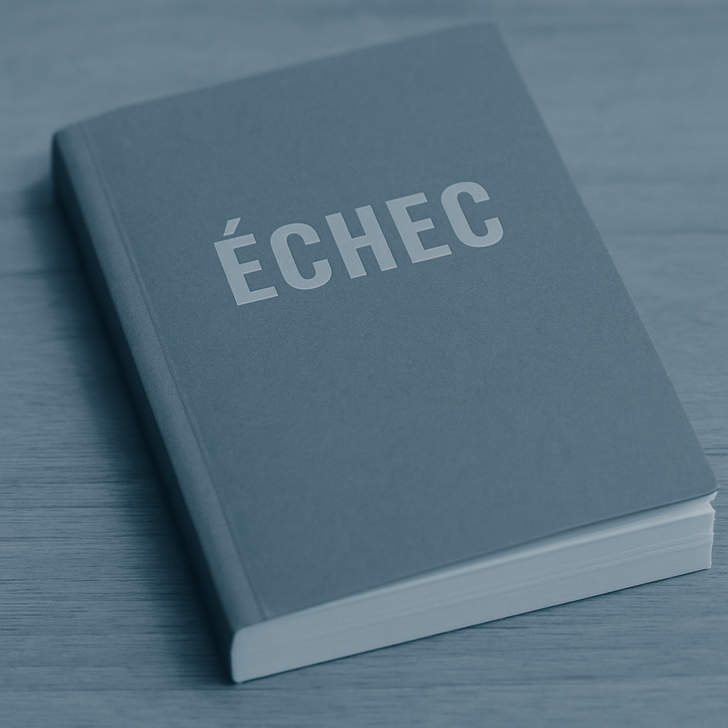 Livre qui porte l'inscription échec, première désillusions en tant qu'auteur indépendant